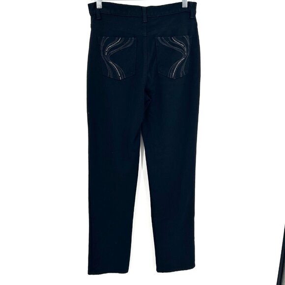 GLORIA VANDERBILT Black Amanda Straight Leg Stretch Bling Pocket Slimming Pant 6 - Picture 2 of 8